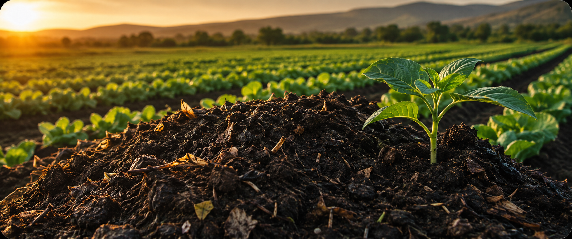 Cultivo agrícola sobre suelo enriquecido con composta orgánica en Latinoamérica